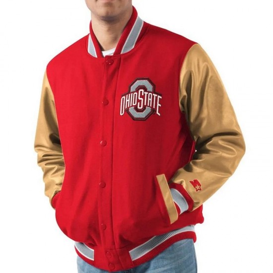 Ohio State Buckeyes Red and Brown Varsity Jacket Ohio State Buckeyes Red and Brown Varsity Jacket
