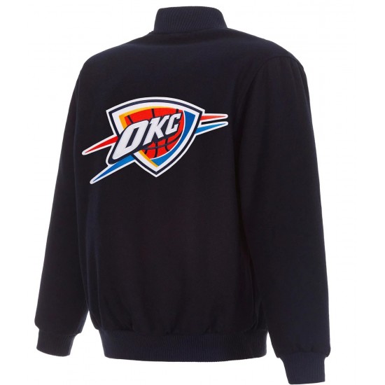 Oklahoma City Thunder Bomber Navy Blue Wool Jacket