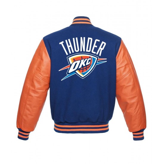 Oklahoma City Thunder Orange and Blue Letterman Jacket Oklahoma City Thunder Orange and Blue Letterman Jacket