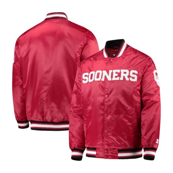 Oklahoma Sooners O-Line Crimson Satin Jacket Oklahoma Sooners O-Line Crimson Satin Jacket