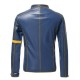 Old Splice Stand Collar Leather Blue Jacket Old Splice Stand Collar Leather Blue Jacket