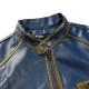 Old Splice Stand Collar Leather Blue Jacket Old Splice Stand Collar Leather Blue Jacket