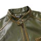 Old Splice Stand Collar Leather Green Jacket Old Splice Stand Collar Leather Green Jacket