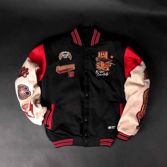 Onimusha Round Of Blast Black Varsity Jacket Onimusha Round Of Blast Black Varsity Jacket