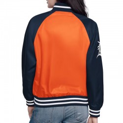 Orange/Navy Detroit Tigers Home Run Varsity Satin Jacket 