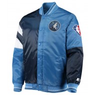 Orlando Magic Color Block Varsity Black and Blue Satin Jacket