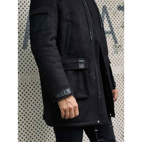 Outwear Winter Fur Coat Black Sheepskin Leather Overcoat Outwear Winter Fur Coat Black Sheepskin Leather Overcoat