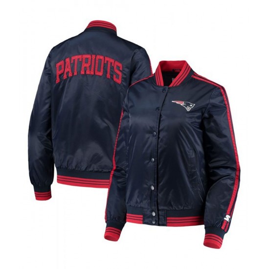 Overtime New England Patriots Navy Varsity Satin Jacket