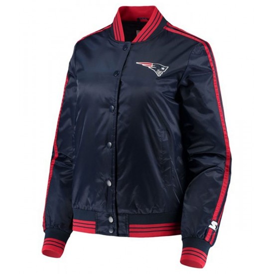 Overtime New England Patriots Navy Varsity Satin Jacket