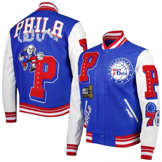 PHILADELPHIA 76 ERS NBA Mash Up Mens Long Sleeve Varsity JACKET PHILADELPHIA 76 ERS NBA Mash Up Mens Long Sleeve Varsity JACKET