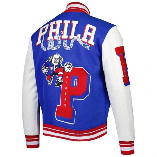 PHILADELPHIA 76 ERS NBA Mash Up Mens Long Sleeve Varsity JACKET PHILADELPHIA 76 ERS NBA Mash Up Mens Long Sleeve Varsity JACKET