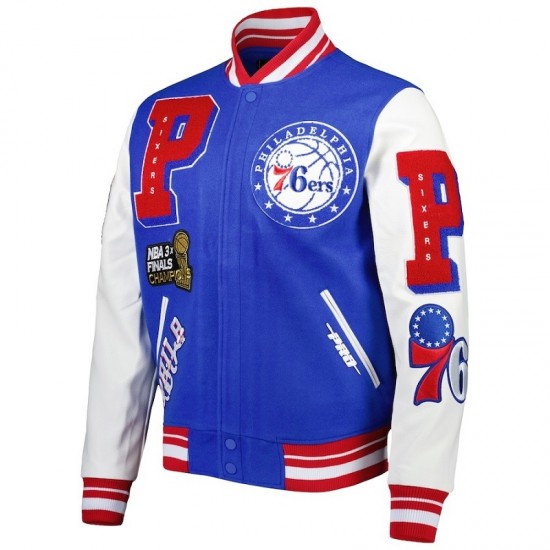 PHILADELPHIA 76 ERS NBA Mash Up Mens Long Sleeve Varsity JACKET PHILADELPHIA 76 ERS NBA Mash Up Mens Long Sleeve Varsity JACKET
