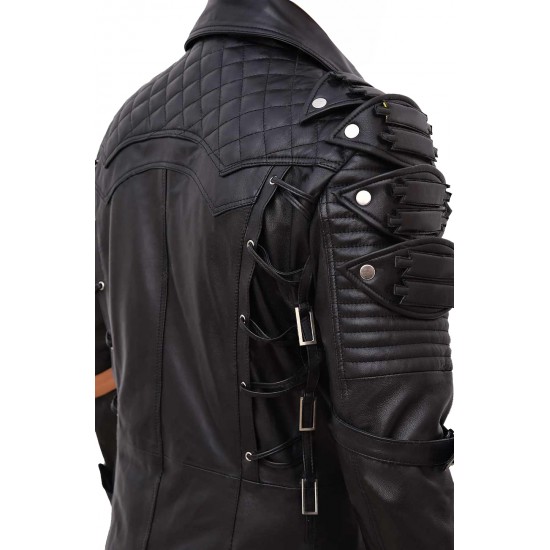 PUBG Playerunknown's Battlegrounds Black Leather Trench Coat PUBG Playerunknown's Battlegrounds Black Leather Trench Coat