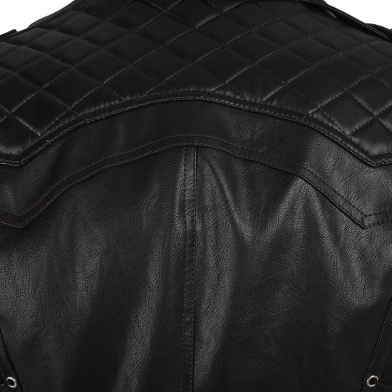PUBG Playerunknown's Battlegrounds Black Leather Trench Coat PUBG Playerunknown's Battlegrounds Black Leather Trench Coat