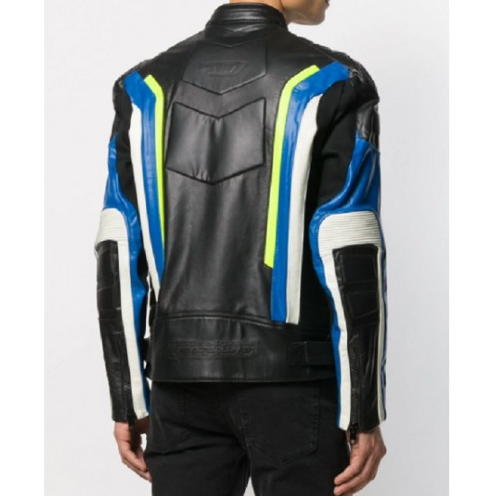 Panelled Color Biker Jacket For Men Panelled Color Biker Jacket For Men
