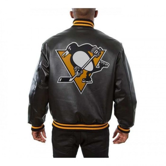 Penguins Logo Leather Jacket Penguins Logo Leather Jacket