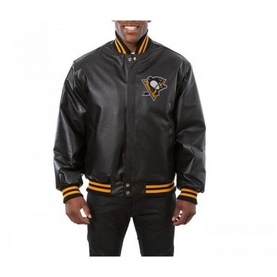 Penguins Logo Leather Jacket Penguins Logo Leather Jacket
