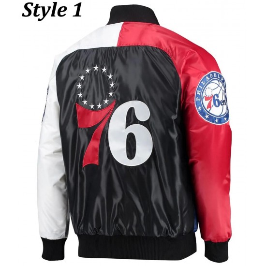 Philadelphia 76ers Satin Red and Royal Blue Jacket Philadelphia 76ers Satin Red and Royal Blue Jacket