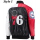 Philadelphia 76ers Satin Red and Royal Blue Jacket Philadelphia 76ers Satin Red and Royal Blue Jacket