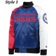 Philadelphia 76ers Satin Red and Royal Blue Jacket Philadelphia 76ers Satin Red and Royal Blue Jacket