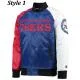 Philadelphia 76ers Satin Red and Royal Blue Jacket