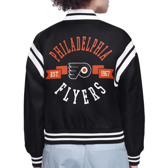 Philadelphia Flyers Printed Logo Varsity Satin Jacket Philadelphia Flyers Printed Logo Varsity Satin Jacket