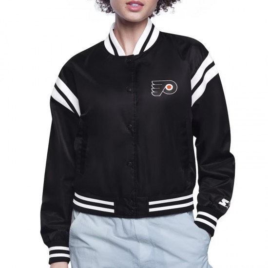 Philadelphia Flyers Printed Logo Varsity Satin Jacket Philadelphia Flyers Printed Logo Varsity Satin Jacket