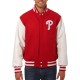 Philadelphia Phillies Letterman Red and White Jacket Philadelphia Phillies Letterman Red and White Jacket