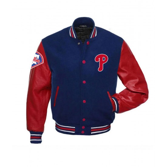 Philadelphia Phillies MLB Red and Blue Letterman Jacket Philadelphia Phillies MLB Red and Blue Letterman Jacket