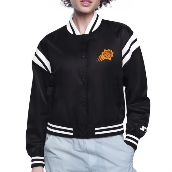 Phoenix Suns Printed Logo Varsity Satin Jacket Phoenix Suns Printed Logo Varsity Satin Jacket