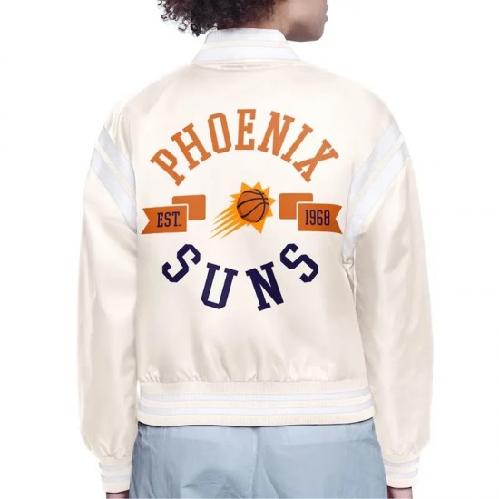 Phoenix Suns Printed Logo Varsity Satin Jacket Phoenix Suns Printed Logo Varsity Satin Jacket