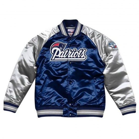 Pick and Roll New England Patriots Navy Satin Jacket