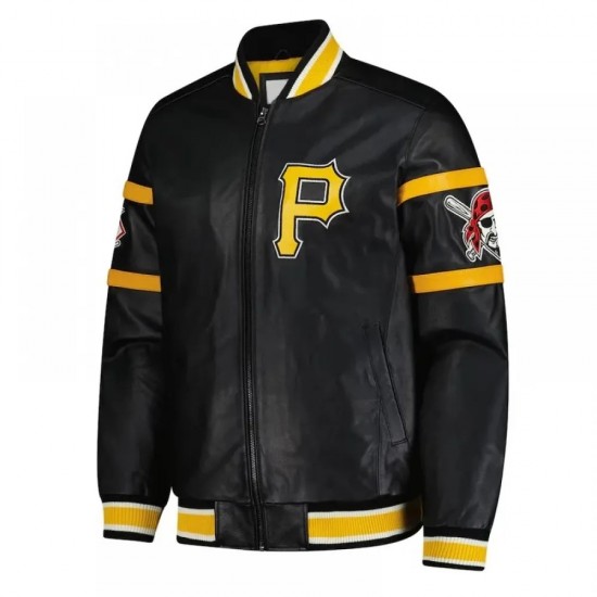 Pittsburgh Pirates Black Leather Varsity Jacket
