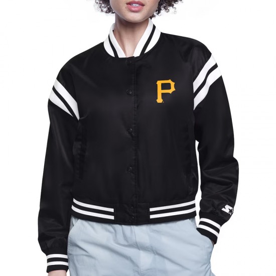 Pittsburgh Pirates Printed Logo Varsity Satin Jacket Pittsburgh Pirates Printed Logo Varsity Satin Jacket