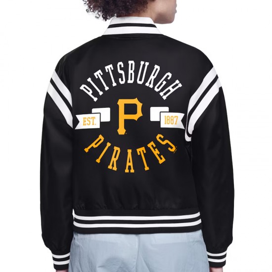 Pittsburgh Pirates Printed Logo Varsity Satin Jacket Pittsburgh Pirates Printed Logo Varsity Satin Jacket