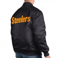 Pittsburgh Steelers Black Varsity Satin Jacket