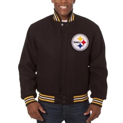 Pittsburgh Steelers Black Wool Bomber Jacket 