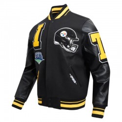 Pittsburgh Steelers Mashup Rib Varsity Jacket Pittsburgh Steelers Mashup Rib Varsity Jacket