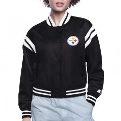 Pittsburgh Steelers Printed Logo Varsity Satin Jacket