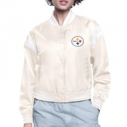 Pittsburgh Steelers Printed Logo Varsity Satin Jacket Pittsburgh Steelers Printed Logo Varsity Satin Jacket