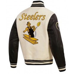 Pittsburgh Steelers Retro Classic Varsity Cream and Black Jacket Pittsburgh Steelers Retro Classic Varsity Cream and Black Jacket