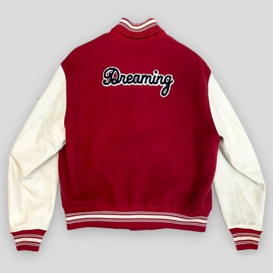 Pop Smoke LV Dreaming Red Varsity Jacket Pop Smoke LV Dreaming Red Varsity Jacket