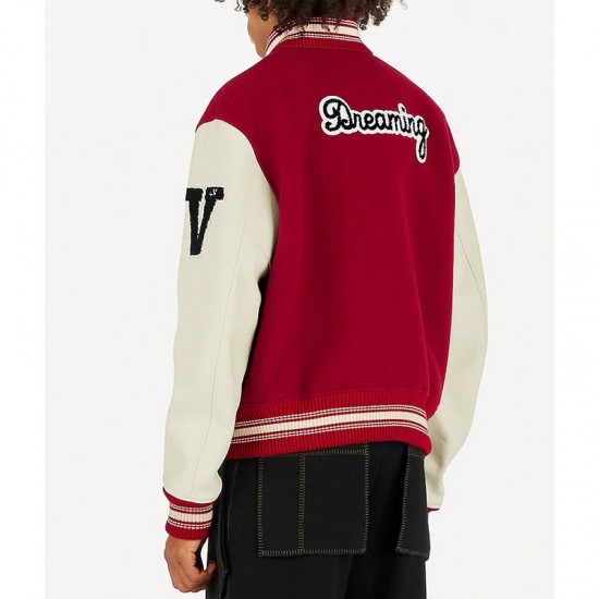 Pop Smoke LV Dreaming Red Varsity Jacket Pop Smoke LV Dreaming Red Varsity Jacket