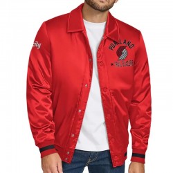 Portland Trail Blazers Stitch Appliqué Red Satin Jacket