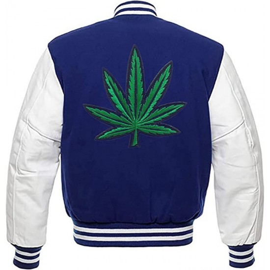 Pot Leaf Weed Cannabis Rastafarian High Times Blue Varsity Jacket Pot Leaf Weed Cannabis Rastafarian High Times Blue Varsity Jacket