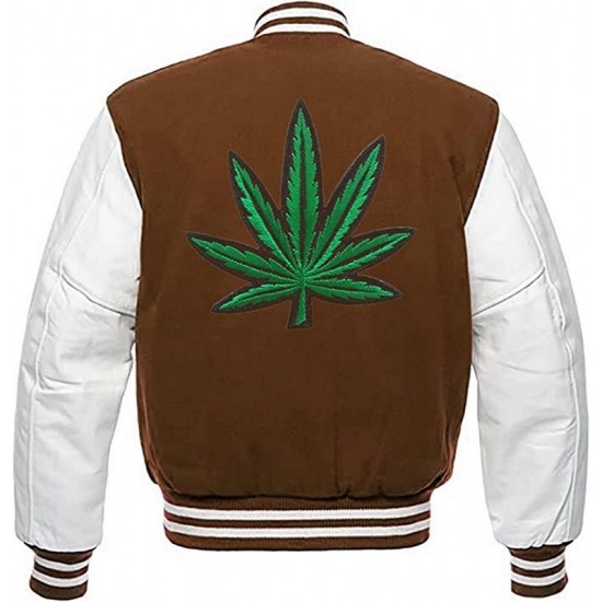 Pot Leaf Weed Cannabis Rastafarian High Times Brown Varsity Jacket Pot Leaf Weed Cannabis Rastafarian High Times Brown Varsity Jacket