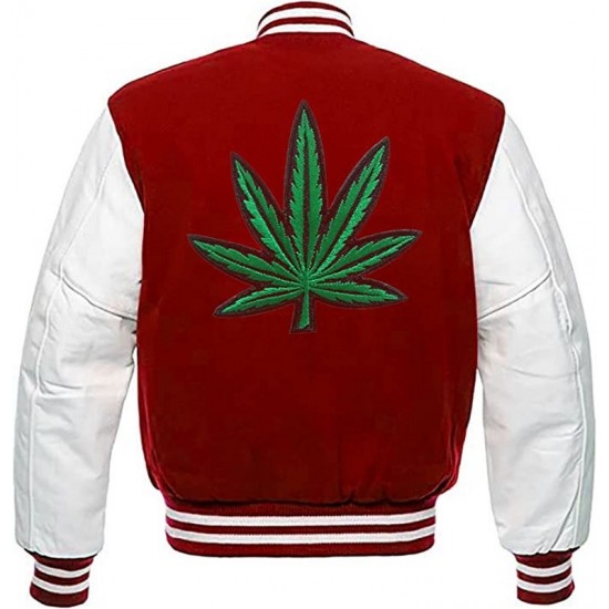 Pot Leaf Weed Cannabis Rastafarian High Times Red Varsity Jacket Pot Leaf Weed Cannabis Rastafarian High Times Red Varsity Jacket