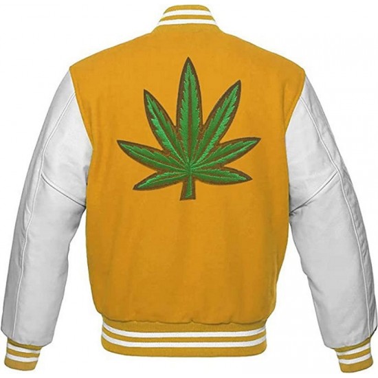Pot Leaf Weed Cannabis Rastafarian High Times Yellow Varsity Jacket Pot Leaf Weed Cannabis Rastafarian High Times Yellow Varsity Jacket