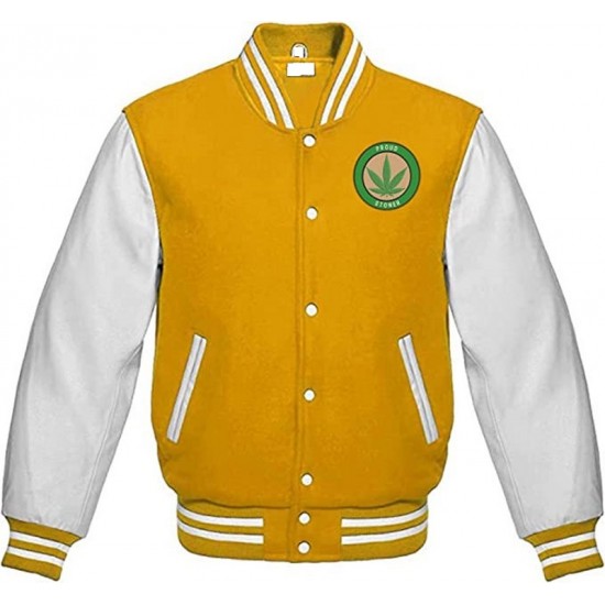 Pot Leaf Weed Cannabis Rastafarian High Times Yellow Varsity Jacket Pot Leaf Weed Cannabis Rastafarian High Times Yellow Varsity Jacket