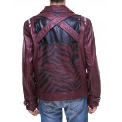 Printed Maroon Travis Touchdown Gaming Leather Jacket 